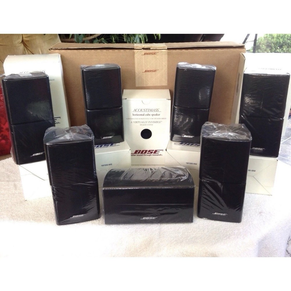 7 Mint Bose Double Cube DoubleShot Speakers 1 Center Channel + 6 Surround Black.