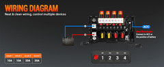 4 Gang Switch Panel LED Light Circuit Control Relay System Box Truck Offroad