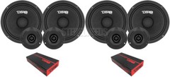 DS18 PRO-GM6.4PK2 6.5″ 1200W 4-Ohm 4 Midrange Speakers + 4 Bullet Tweeter 2-Pack