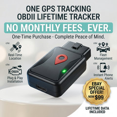 Lifetime OBD GPS Tracker | No Monthly Fees | Plug & Play | Real-Time Car Trackin