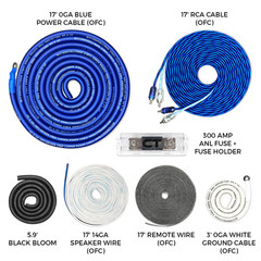 1/0 Gauge OFC Complete Amp Wiring Install Kit, AMPKIT-0GA-ELITE