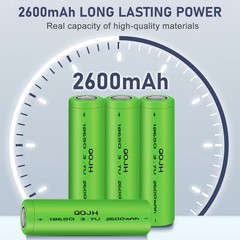 6 Pack 3.7V 2600mAh Flat-Top Rechargeable Batteries for Flashlight
