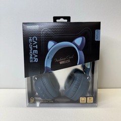 Fashion Cool Wireless Cat Ear Headphones w/Microphone Blue NEW