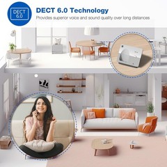 Compact EL1121 Cordless Landline Phone with Hands-Free Speakerphone & Quiet Mode
