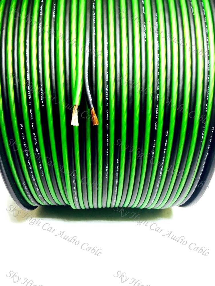 500 ‘ feet TRUE 16 Gauge AWG GREEN/BK Speaker Wire w/ SPOOL Car Home Sky High ft