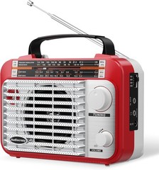 AM/FM/SW1-2 Radio Shortwave Transistor AC or Battery Operated Red+White