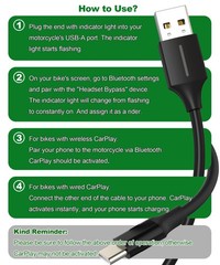 Rsizbahr USB-A to C Bypass Bluetooth Headset CarPlay Cable for 1.64 ft, Black