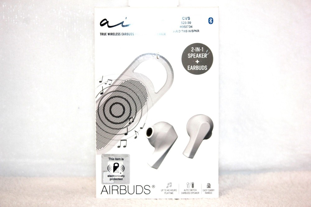 AIR DUO 2 In 1 Speaker + Earbuds, Bluetooth, White, Up To 40 Hours Playtime NEW