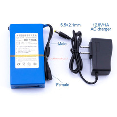 12V DC Rechargeable Lithium-ion Battery Portable Battery Pack w/ Charger Switch