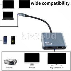 USB 3.0 Type C to Dual HDMI Adapter DisplayLink Mirror Dual 4K@30Hz Monitor Hub