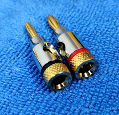 46-Pc Speaker Banana Plugs 24K Gold Plated Brass Color Coded R&B Open Screw Type
