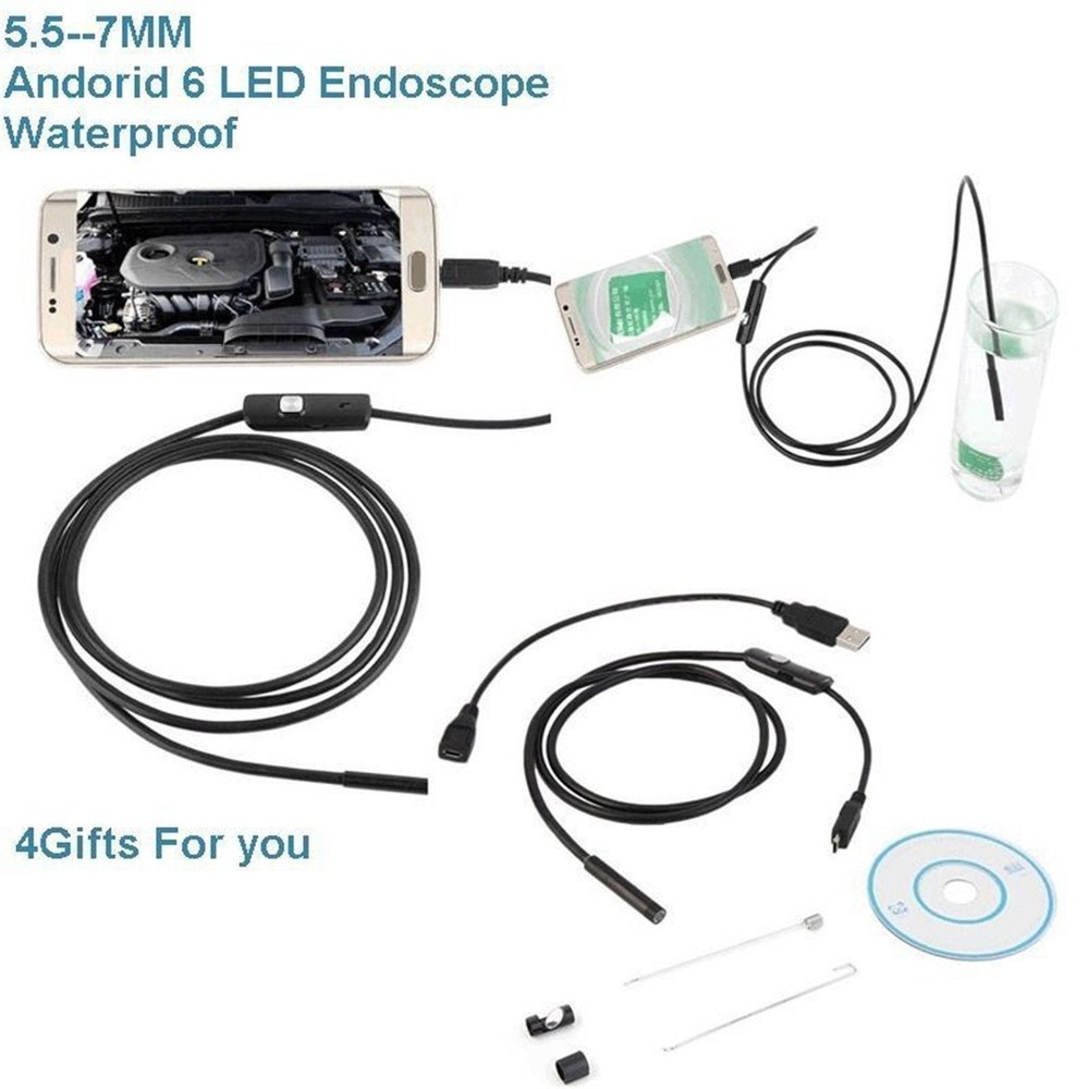 6LED Waterproof Endoscope Inspection Optical Videoscope Camera for Android Phone