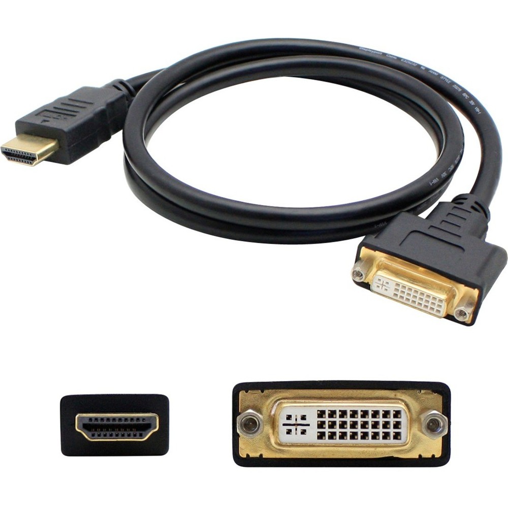 AddOn HDMI2DVIDMF3F 3ft HDMI M-F to DVI-D F Black Cable
