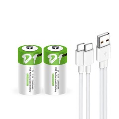 USB 12000mWh Rechargeable D Size Lithium ion Batteries LR20 1.5V with Cable Lot