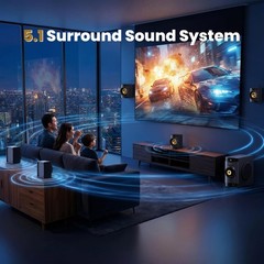 Bobtot Small Subwoofer Home Theater for TV Surround System 5 black and gold