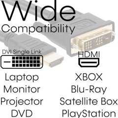 DVI to HDMI Cord DVI Adapter HDMI Cable 1080P M to M Projector HDTV PC PS4 XBOX