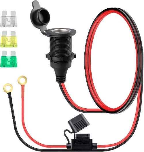 3.3 FT 12V Fixed Thread Power Outlet, 12V Female Cigarette Lighter Socket, 12 AW