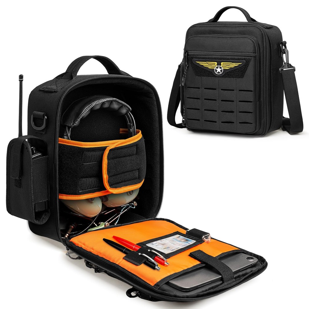 Pilot Headset Bag, Aviation Headset Case, Pilot Bag with Top handle and Detac…