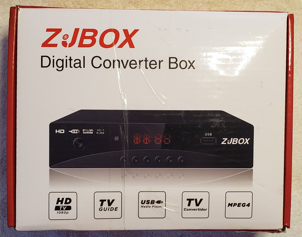 ZJBOX Digital Converter Box w/remote/manual/cables, 1080p MPEG4 PVR & more. Used