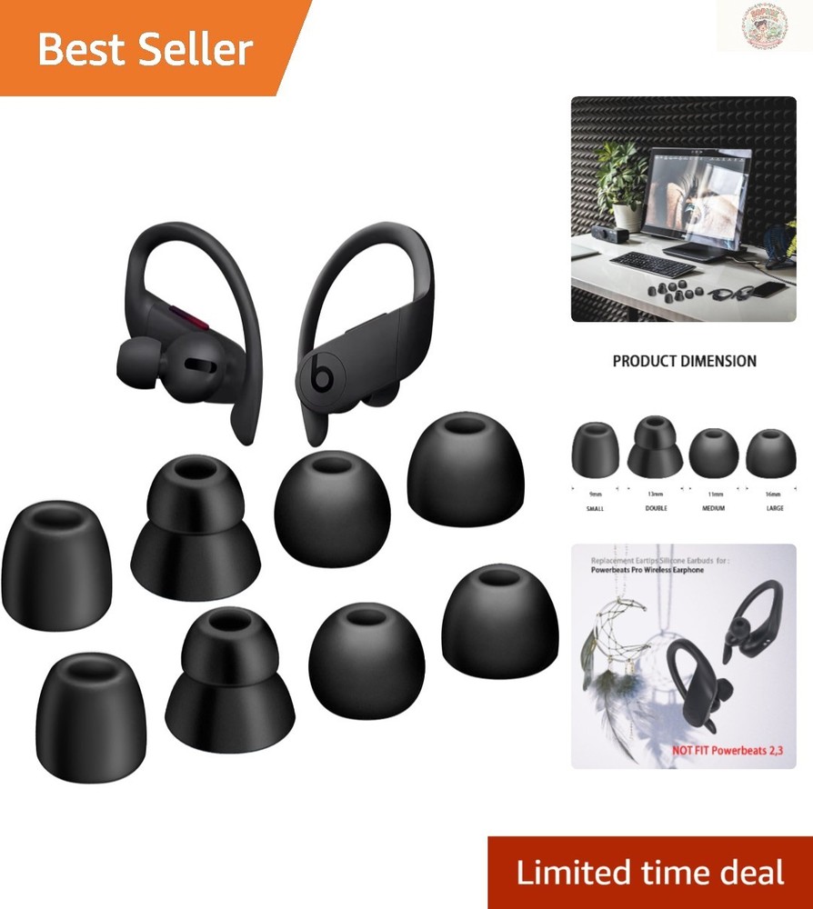High-Quality Silicone Eartips Compatible with Powerbeats Pro – 4 Sizes Available