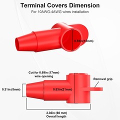 10 Pack Silicone Battery Terminal Covers for 10-4AWG Wire, Insulated Battery Ter
