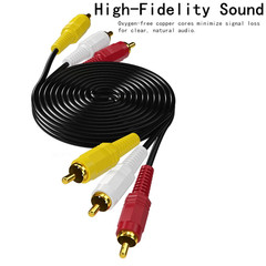 6ft 3-RCA Red White Yellow Composite Stereo Audio Video AV Cable Cord VCR DVD