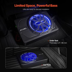 VEVOR 10” 440W Under-Seat Slim Car Subwoofer Hi-fi Speaker Sub Amp Kit