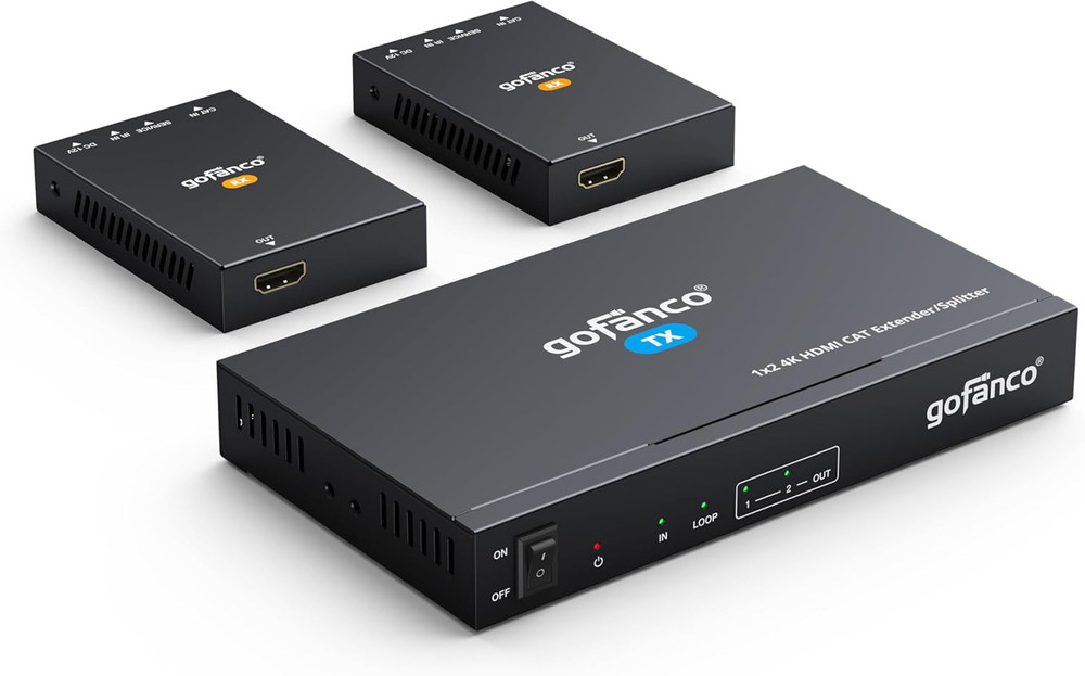 1X2 HDMI Extender/Splitter over CAT6/7 – 1080P up to 197Ft(60M), 4K60Hz up to 11
