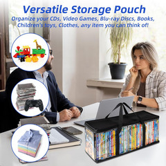 DVD Storage Bags 6 Pack DVD Storage Holder Case Clear PVC Media Holder with Hand