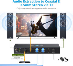 1X2 HDMI Extender/Splitter over CAT6/7 – 1080P up to 197Ft(60M), 4K60Hz up to 11