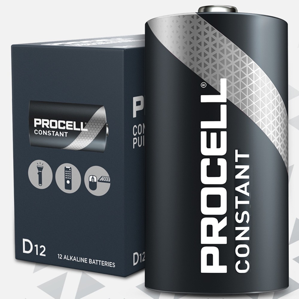 12pc Duracell PROCELL Constant Power PC1300 1.5V D Everyday Alkaline Batteries