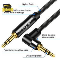 3.5Mm Aux Cable 1.5 Ft, 3.5Mm Nylon Braided Male to Male Stereo Audio Cable Audi