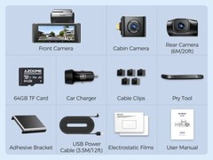 4K+1080P+2.5K 3Channel Dashcam for Car WiFi GPS 24H Parking Mode Fatigue Remind