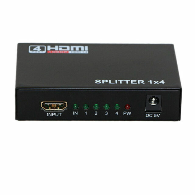 1 in 4 out 4 Port 4k Full HD HDMI Splitter Hub Repeater Amplifier 3d USA