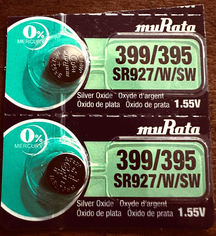 399/395 MURATA 2PK 1.55V SILVER OXIDE (GOOD EXP 10/32) SR927 395 SR57 FREE SHIP