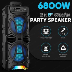 6800W Portable Bluetooth Speaker with Dual Subwoofers – Heavy Bass Party Sound