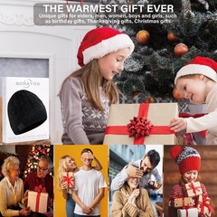 Bluetooth Beanie 5.2 HD Stereo 30 Hours Play Time Mic Christmas Gift Black