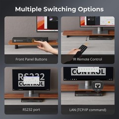 TESmart 8×1 HDMI Switch 8 in 1 Out 4K @ 60Hz HDCP with 19-inch Rack-Ears RS-232