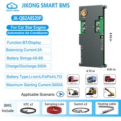 JK 4S-8S 12V 24V 200A Li-ion LiFePo4 Car Truck Start BMS w/2A Active Balance lot