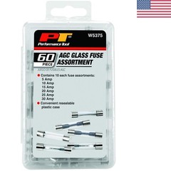 60pc Glass Fuse Assortment – Various Sizes – Automotive, Marine & Household Use
