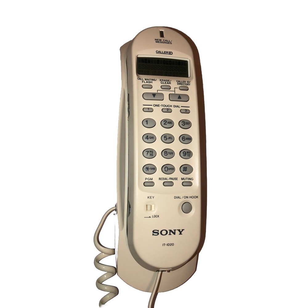 Sony Corded Telephone IT-ID20 Caller-ID Landline Phone Programmable White @E