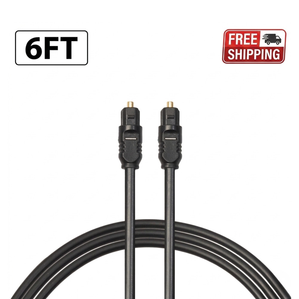 6FT Digital Optical Audio Cable Toslink Fiber Optic Cord for TV Soundbar Amp
