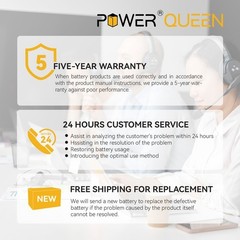Power Queen 12V 50Ah LiFePO4 Smart Lithium Iron Battery W/BMS IP65 For Solar RV