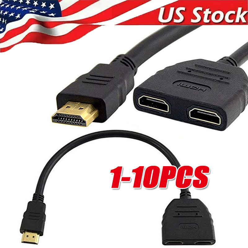 4K HDMI Cable Splitter Adapter 2.0 Converter 1 In 2 Out 1 Male to 2 Female lot
