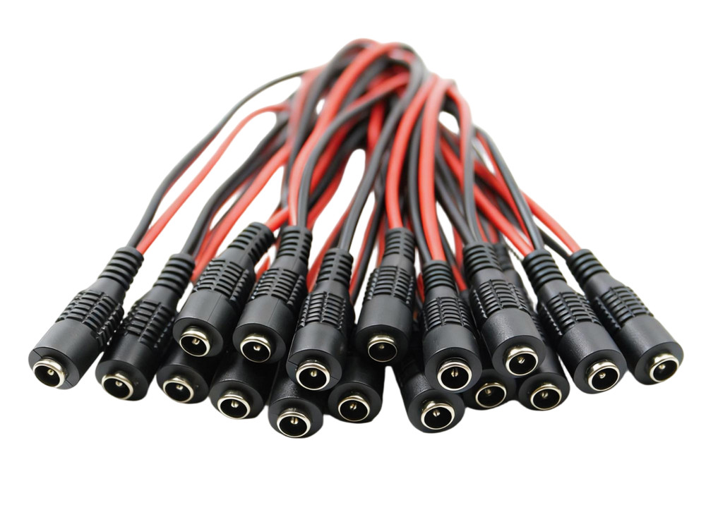 DC Power Pigtail Cable Plug 18AWG 2.1mm x 5.5mm 12V 5A Female/Male Connector Lot