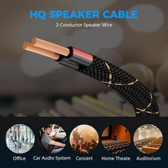 16/2 ofc Speaker Wire 25ft – Durable Nylon Braided Cable for High-Fidelity Audio