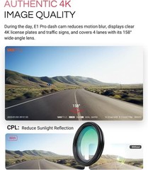 Vantrue E1 Pro 4K Mini Dash Cam | HDR Night Vision | Parking Mode | 1TB Support