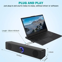 Stereo Bass Sound Computer Speakers 3.5mm USB Wired Soundbar for Desktop Laptop