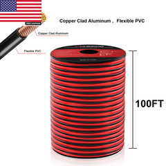 16 Gauge Wire, 16AWG Automotive Wire Electrical Wire 100FT 2 Conductor Red Black