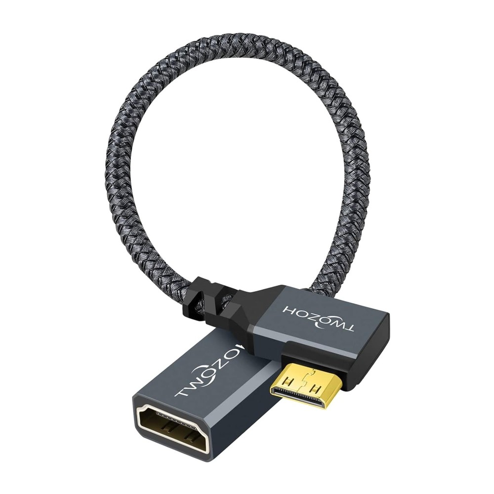 Twozoh 90° Degree Left Angle Mini HDMI Male to Female 0.6FT, Angled